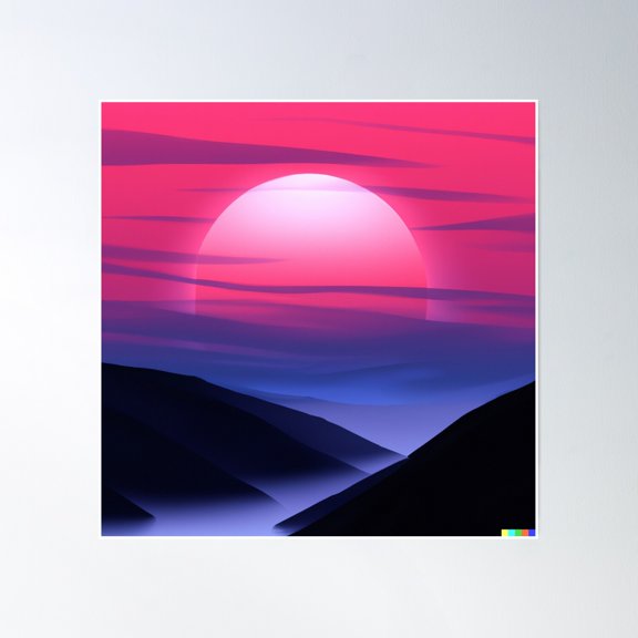 Red Blood Moon Lunar Eclipse In The Night Sky On The Beach Poster Wall Art, Modern Wall Decor, 24x24 UNFRAMED