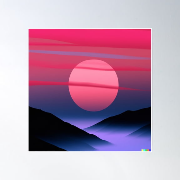 Red Blood Moon Lunar Eclipse In The Night Sky On The Beach Poster Wall Art, Modern Wall Decor, 30x30 UNFRAMED