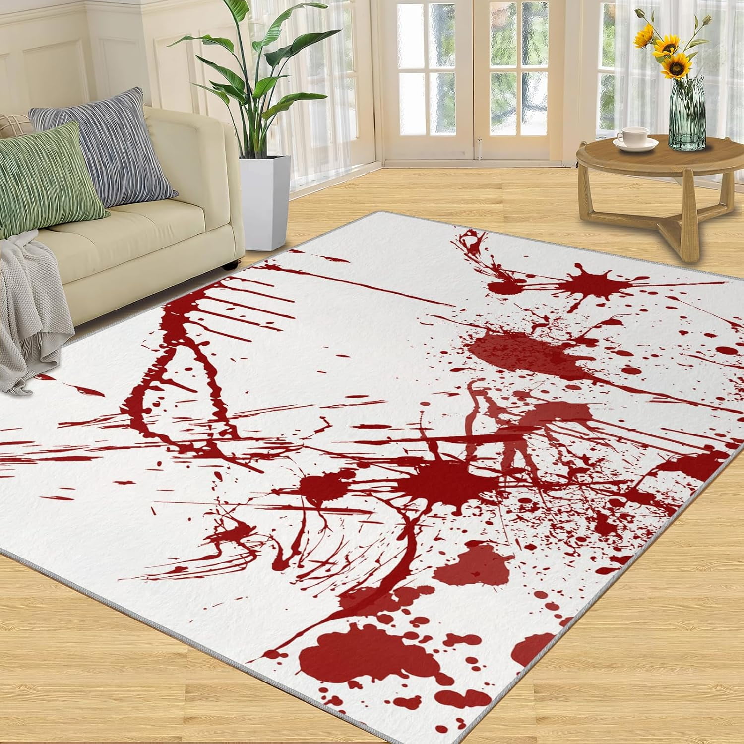 Red Blood Stained Horror Carpet Halloween Area Rugs Holiday Decorations ...