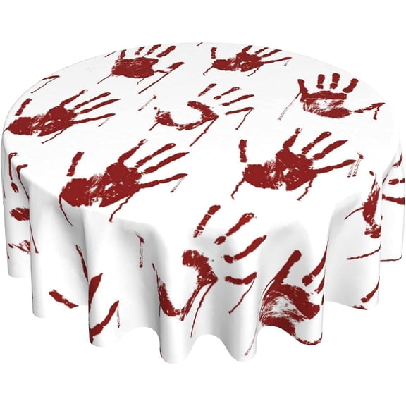 Red Bloody Scary Zombie Hand Round Tablecloth Thicken Desk Cloth Washable Table Cover Table Cloth for Kitchen Daily Dinning Party Tabletop Decor 60 Inch