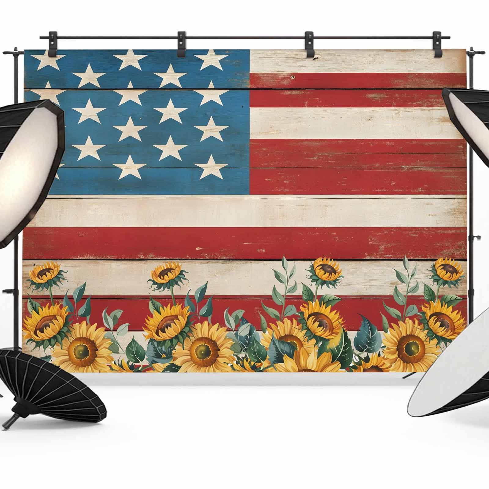 Red Blue American Flag Backdrop for Photography,Fabric Photo Background ...
