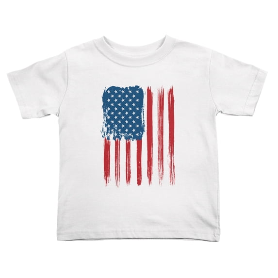 Red Blue American Flag Funny Toddler T Shirts for Boys Girls (White, 4T)