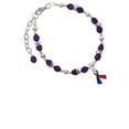 thumbnail image 1 of Red & Blue Awareness Ribbon Purple Beaded Bracelet, 1 of 1