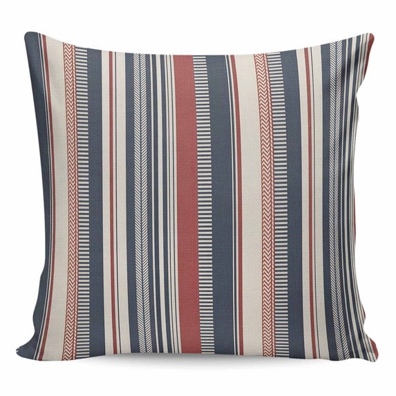 Red Blue Beige Pillow Covers 16x16 Inch Decorative Throw Pillow Cover, Boho Retro Colorful Abstract Striped Sofa Pillowcases Accent Cushion Case Home Decor Bedroom Living Room
