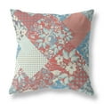thumbnail image 1 of Red Blue Boho Floral Indoor Outdoor Throw Pillow, 1 of 4