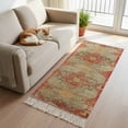 thumbnail image 1 of Red Blue Boho Kitchen Runner Rug 2'x4', Ehtnic Abstract Art Modern Geometric Washable Rug with Tassels, Non Slip Woven Cotton Bathroom Rugs Hallway Carpet for Foyer Bedroom Entry Back Door Decor, 1 of 9