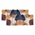 thumbnail image 1 of Red Blue Brown Curtain Valances for Windows, Kitchen Valance Window Treatments Panel 2 Pack, Middle Century Art Abstract Modern Rod Pocket Short Curtains for Bathroom Bedroom 42 x 12 Inch, 1 of 8