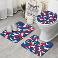 thumbnail image 1 of Red Blue Camo Bold Shapes Pattern Bathroom Rugs Sets 3 Piece,Toilet Cover Set,Absorbent Non Slip Bathroom Mats Sets with U-Shaped Contour Rug Toilet Rug Set, 1 of 5
