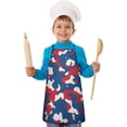 thumbnail image 1 of Red Blue Camo Bold Shapes Pattern Kids Aprons for Girls and Boys,Adjustable Neck Strap Toddler Aprons for Kids Cooking Baking, 1 of 6