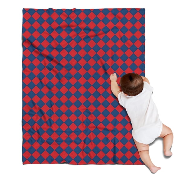 Red Blue Checkered Pattern Blanket,Comfortable Soft Flannel Throw Blanket,All Season,Warm Lightweight Blankets for Sofa Bed Couch Living Room Chair,30"x40"
