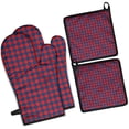 thumbnail image 1 of Red Blue Checkered Pattern Kitchen Oven Mitt and Pot Holder Sets 4 Pcs for Baking, Cooking and Grilling, Heat Resistant Up To 392 °F, 1 of 7