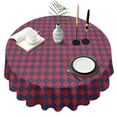 thumbnail image 1 of Red Blue Checkered Pattern Round Tablecloth 60"x60",Wrinkle Wipeable Table Cloth for Kitchen Dining Room Picnic Patio Party, 1 of 6
