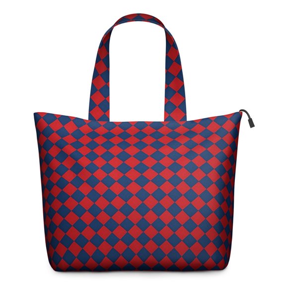 Red Blue Checkered Pattern Travel Tote Bags for Women Carry On,Large Weekender Bags for Women Travel,Multi Functional Duffle Bag for Work,Shopping,Sports