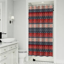 Red and Blue Christmas Knitted Pattern Shower Curtain 36"x72" ,Bathroom Decorative Shower Curtains Set with 12 Hooks,Modern Waterproof Washable Shower Curtain