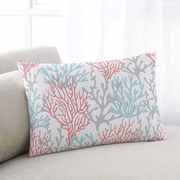 Red Blue Coral Coastal Lumar Pillow Covers, Summer Beach Seaside Nautical Soft Breathable Throw Pillow Cases with Invisible Zipper, Decorative Pillowcase Pillows Protectors for Sofa Bed Chair 16"x24"