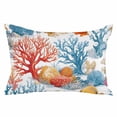 thumbnail image 1 of Red Blue Coral Coastal Throw Pillow Cover 20 x 36 Inch Decorative Pillow Cover Nautical Summer Beach Ocean Lumbar Pillowcase Seasonal Rectangle Cushion Case for Couch Sofa Bed Living Room, 1 of 7