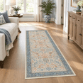 Red Blue Cream Vint2x6 Hallway Runner Rug - Traditional Oriental ...