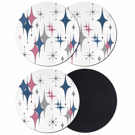 Red Blue Diamond Coasters Set of 4, Absorbent Coasters for Drinks, Modern Geometric Middle Century White Coaster for Desk Coffee Table Protection, Home Decor House Warming Gifts 4"
