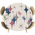 thumbnail image 1 of Red Blue Diamond Round Tablecloth, Fitted Table Cover with Elastic for 55"-60" Round Tables, Modern Geometric Middle Century Beige Table Cloth Outdoor Indoor Dinning Party Waterproof Tablecloths, 1 of 7