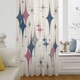 thumbnail image 1 of Red Blue Diamond Semi Sheer Curtains Drapes for Living Room,Bedroom,French Doors Window 108 Inches Long,Modern Geometric Middle Century Beige Rod Pocket Chiffon Curtain Drapery Voile Draperies Panel, 1 of 8