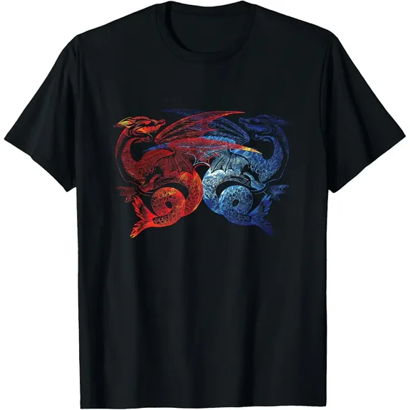 Red & Blue Dragon Fighting Gift Fun T-Shirt