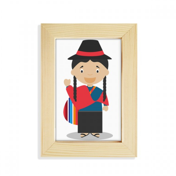 Red Blue Ecuador Cartoon Desktop Display Photo Frame Picture Art Painting 5x7 inch