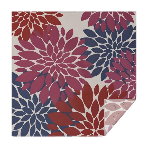 Red and Blue Floral Pattern Square Tablecloth,Waterproof Square Table Cover,Wipeable Spillproof Washable Table Cover for Home Kitchen Party Decor 42"X42"(107x107cm)