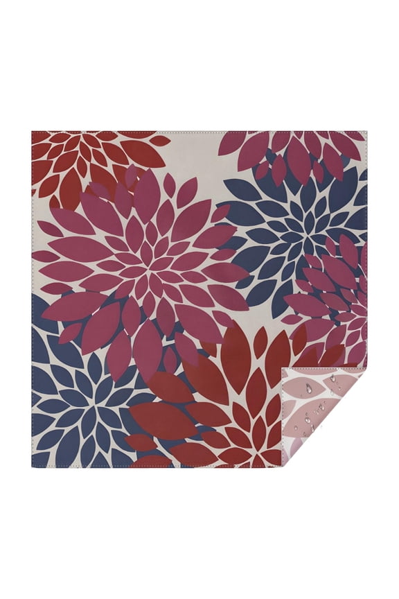 Red and Blue Floral Pattern Square Tablecloth,Waterproof Square Table Cover,Wipeable Spillproof Washable Table Cover for Home Kitchen Party Decor 42"X42"(107x107cm)