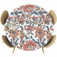 thumbnail image 1 of Red Blue Floral Round Tablecloth, Fitted Table Cover with Elastic for 55"-60" Round Tables, Modern Watercolor Flower Leaf Plant Table Cloth Outdoor Indoor Dinning Party Waterproof Tablecloths, 1 of 7