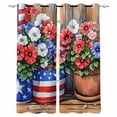 thumbnail image 1 of Red Blue Flower Blackout Curtains for Bedroom Living Room Darkening Curtains 63 Inches Long Retro Independence Day Flag Wood Grain Window Curtain 2 Panels Set Window Treatment Grommet Drapes 42"x63", 1 of 9
