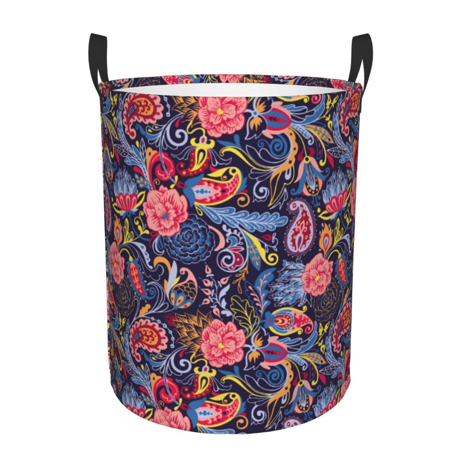 Mixed Red and Turquoise Marble Laundry Basket