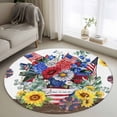 thumbnail image 1 of Red Blue Flower Washable Round Area Rug 3.3 ft, Sunflower USA Flag Eucalyptus Leaf, Soft Non Slip Rugs Stain Repellent Indoor Felt Carpet for Living Dining Room Bedroom Home Office, 1 of 9