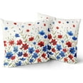 thumbnail image 1 of Red Blue Flowers Pillow Covers 16x16 Inch Set of 2,Summer Wildflowers Floral Leaves Throw Pillow Case 4th of July Decorative Square Couch Cushion Covers for Couch Sofa Home Decor, 1 of 6
