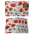 thumbnail image 1 of Red Blue Flowers Placemats Set of 12 Patriotic Poppy Floral Summer Country Place Mats Indoor Wipeable Table Mats Washable Cloth Dining Table Placemats for Kitchen Holiday Party Home Decor 13x19 Inch, 1 of 9
