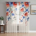thumbnail image 1 of Red Blue Flowers Sheer Curtains 108 Inch Length 2 Panels Set Window Treatments, Spring Floral Farmhouse Botanical Rustic Rod Pocket Semi Curtains for Living Room/Bedroom/Kitchen Décor, 104"W x 108"L, 1 of 7