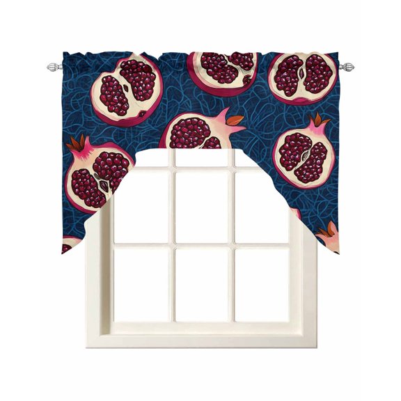 Red Blue Fruit Kitchen Swag Valances for Windows, Summer Fruits Geometric Art Swag Valances Curtains for Living Room, Rod Pocket Window Treatments for Bathroom, Bedroom, Cafe, 56"x36"