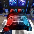 thumbnail image 1 of Red Blue Gaming Comforter Set - Gamer Comforter Bedding Sets , Neon Lights Abstract Geometry Design Gamer Room Decor, 1 of 7