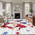 thumbnail image 1 of Red Blue Gnome American Flag Washable Area Rug 5 x 8 ft Independence Day, Soft Non Slip Rugs Stain Repellent Indoor Felt Carpet for Living Dining Room Bedroom Home Office, 1 of 9