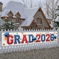 thumbnail image 1 of Red and Blue Grad 2026 Banner Gold Stars Graduation Display Graduation Caps Diploma Scrolls 2026 Grad Backdrop for Graduation Ceremony High School Graduation Graduation Photo Backdrop, 1 of 9