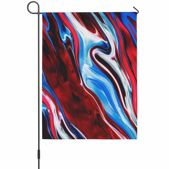 Red Blue Gradient Marble Garden Flag 12 x 18 Inches, Abstract Ombre Wave Stone Texture Weather Proof Outdoor Patio Flags Double Sided Small Garden Decoration for Yard Outside Home