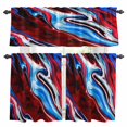 thumbnail image 1 of Red Blue Gradient Marble Kitchen Curtains Valances and Tiers Set of 3 Abstract Ombre Wave Stone Texture Tier Curtains and Valance with Rod Pocket for Small Windows, 27.5"x36", 1 of 9