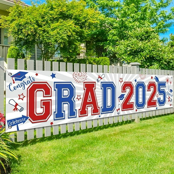 2025 Graduation Yard Sign Congrats Grad Lawn Sign Decorations Giant Maroon Class of 2025 Banner for Graduation Party Supplies(Maroon)