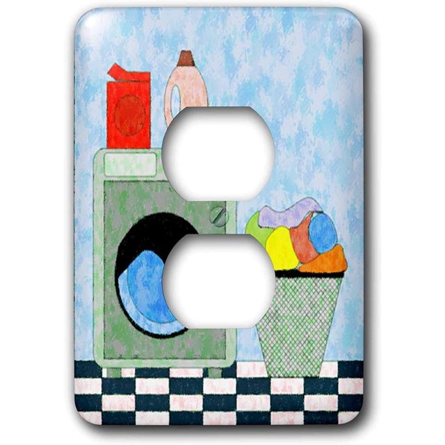 " Red Blue Green Laundry Room Outlet Cover