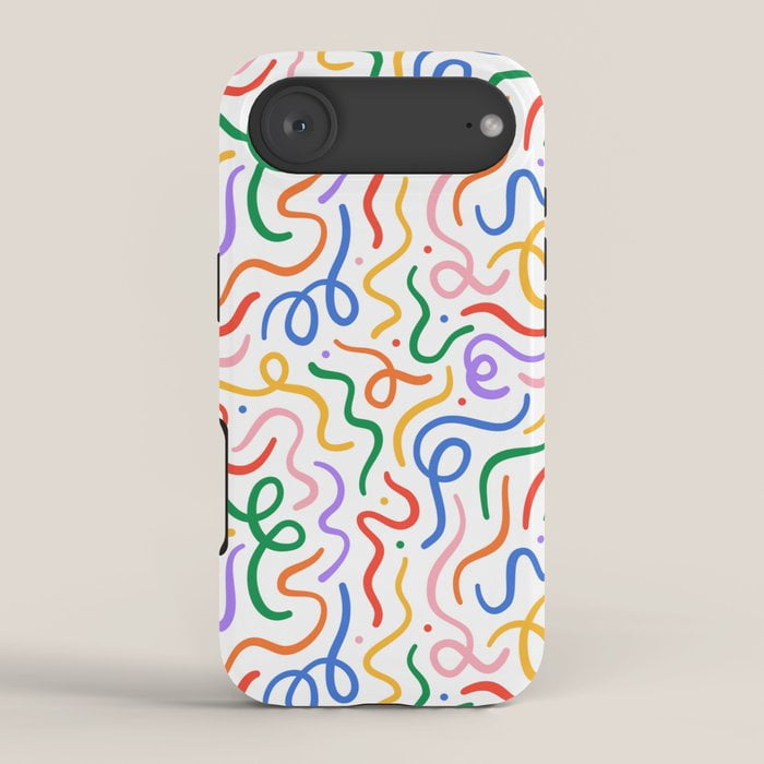 Line Shell Blue Red, Blue, Green and Orange Squiggle Line Tough Case for Apple iPhone ...