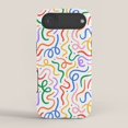 Line Shell Blue Red, Blue, Green and Orange Squiggle Line Tough Case for Apple iPhone ...
