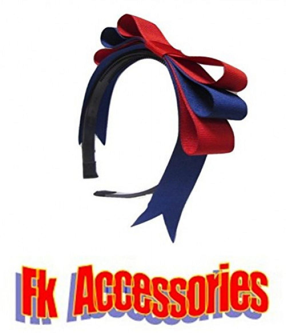 Red/Blue Grosgrain Ribbon Bow Headband for Girls