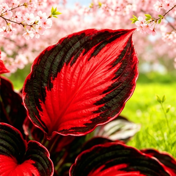 Red & Blue Hostas for Planting-(Non-Artificial)-Beginner-friendly to Grow & Fast Shooting, Charming Leaves for Courtyard Beautification