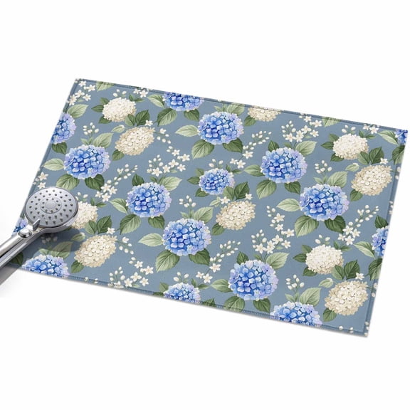 Red Blue Hydrangea Washable Area Rug 2 x 3 ft Floral Countryside Spring Summer, Soft Non Slip Rugs Stain Repellent Indoor Felt Carpet for Living Dining Room Bedroom Home Office