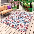thumbnail image 1 of Red Blue Leaf Outdoor Rug for Patio/Deck/Porch, Non-Slip Large Area Rug 5 x 7 Ft, Summer Vintage Botanical Branch Indoor Outdoor Rugs Washable Area Rugs, Reversible Camping Rug Carpet Runner, 1 of 8