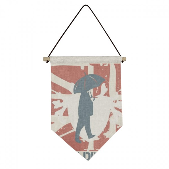 Red Blue Man Umbrella Pattern Graffiti Street Canvas Flag Hanging Wall Art Decor Banner